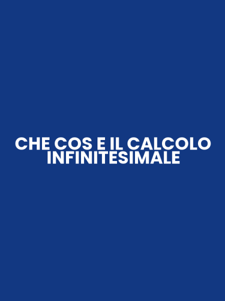 CHE COS E IL CALCOLO INFINITESIMALE
