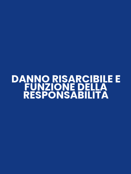 DANNO RISARCIBILE E FUNZIONE DELLA RESPONSABILITA