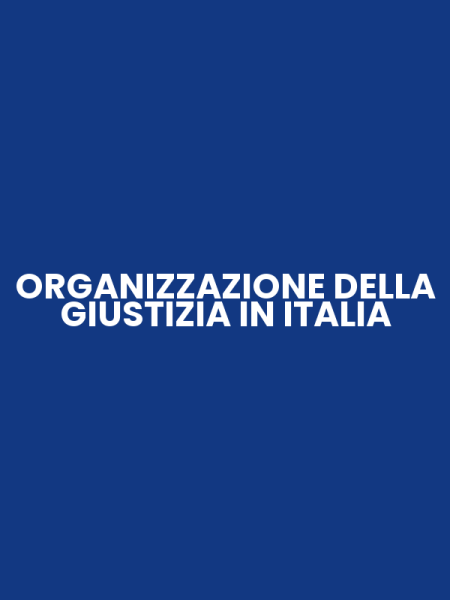 ORGANIZZAZIONE DELLA GIUSTIZIA IN ITALIA