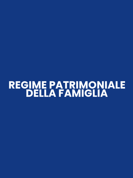 REGIME PATRIMONIALE DELLA FAMIGLIA
