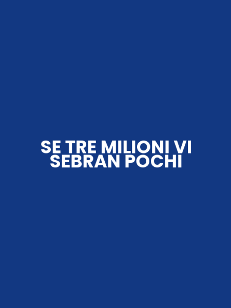 SE TRE MILIONI VI SEBRAN POCHI