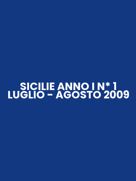 SICILIE ANNO I N* 1 LUGLIO - AGOSTO 2009