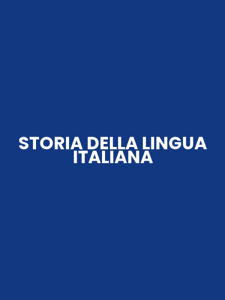 STORIA DELLA LINGUA ITALIANA